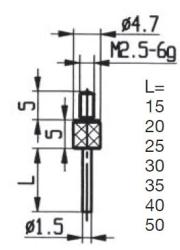 CONTACT POINTS FOR DIAL GAUGES AND COMPARATOR GAUGES LENGTH SPECIFICS  50 MM INOX<br \> <br \> ref : TOU05-A014L50I
