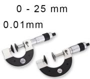 OUTSIDE MECHANICAL MICROMETER WITH DISCS BLET STEINMEYER, MEASURING RANGE : 0-25 mm, READING : 0,01 mm<br > <br > ref : MIC07-A1001C00