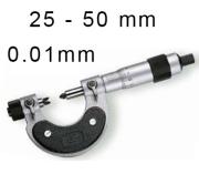 MECHANICAL OUTSIDE MICROMETER FOR THREAD BLET STEINMEYER, MEASURING RANGE : 25-50 mm, READING : 0,01 mm<br > <br > ref : MIC07-A5005C00
