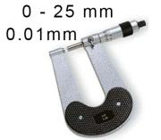 MECHANICAL OUTSIDE MICROMETER WITH DEEP THROATS BLET STEINMEYER, MEASURING RANGE : 0-25 mm, READING : 0,01 mm<br > <br > ref : MIC07-A7001C05