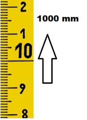 VERTICAL FLEXIBLE RULE ZERO AT THE BOTTOM 10 COUNTING LENGTH 1000 MM COATING NYLON<br>REF : RGVR1-10B01N