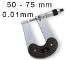 MECHANICAL OUTSIDE MICROMETER WITH DEEP THROATS BLET STEINMEYER, MEASURING RANGE : 50-75 mm, READING : 0,01 mm<br > <br > ref : MIC07-A7007C05
