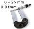 MECHANICAL OUTSIDE MICROMETER WITH DEEP THROATS BLET STEINMEYER, MEASURING RANGE : 0-25 mm, READING : 0,01 mm<br > <br > ref : MIC07-A7001C05