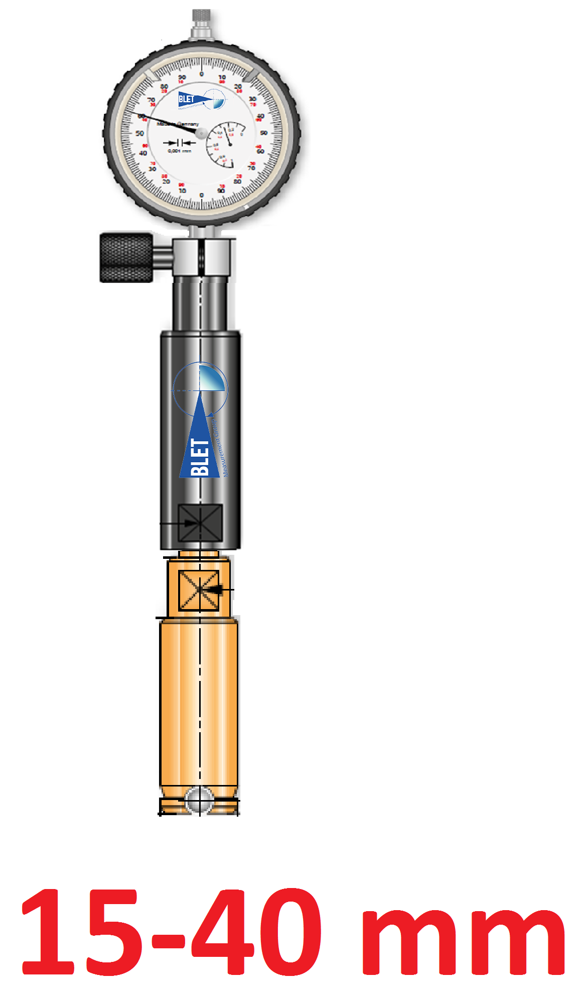 Plug gauge Blind bores-chamfer insertion 2  points <br> BLET <br> Ref : TMAH2-F228O-00