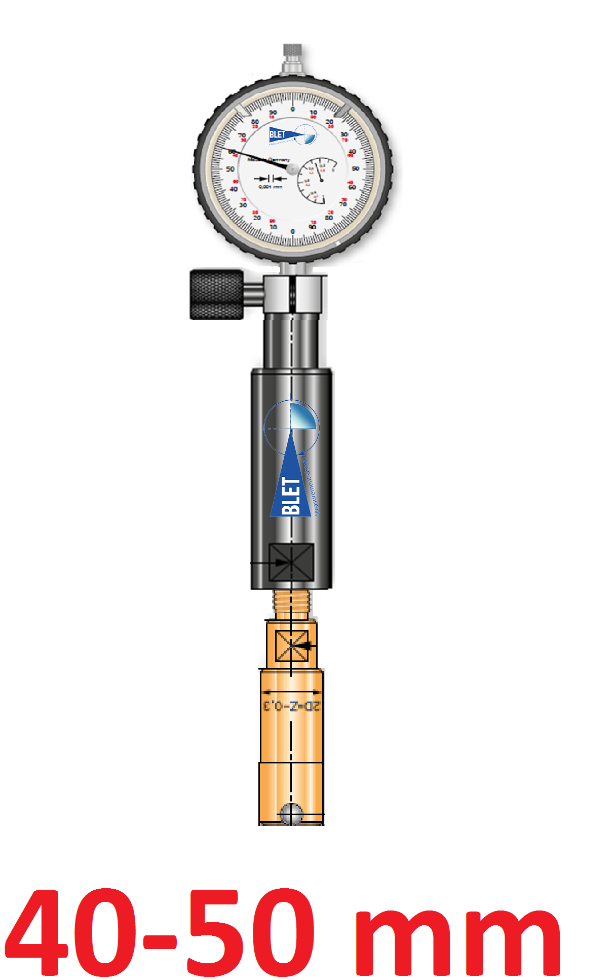 Plug gauge Blind bores-chamfer insertion 2  points <br> BLET <br> Ref : TMAH2-P229O-00