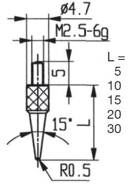 CONTACT POINTS FOR DIAL GAUGES AND COMPARATOR GAUGES LENGTH SPECIFICS  10 MM INOX<br \> <br \> ref : TOU05-A015L10I